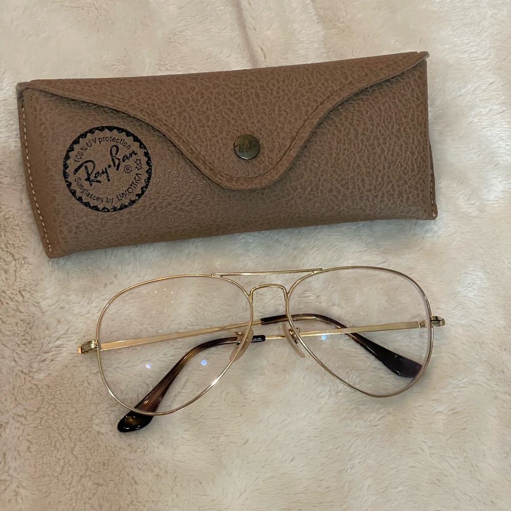 Ray-Ban Gold Aviator Glasses